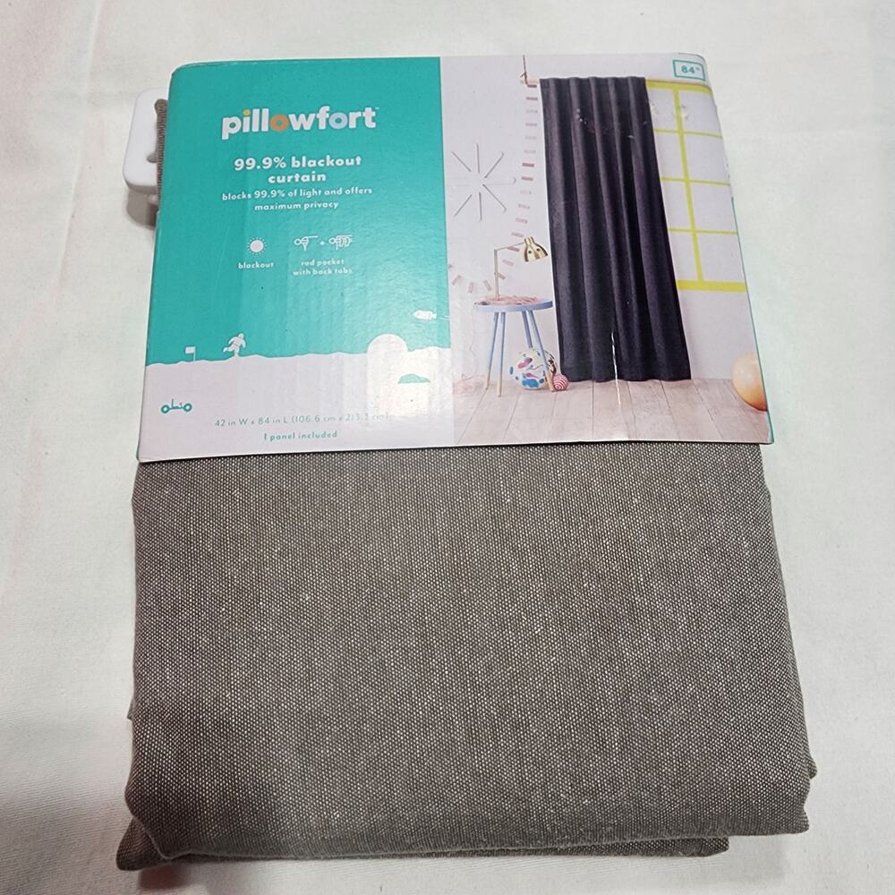 Pillowfort 99.9% blackout curtain 42'' x 84'' Gray Chambray